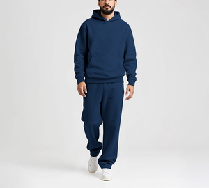 Ensemble de survêtement pour homme, 2 pièces, décontracté, sweat-shirt et pantalon de survêtement unis, taille ample, streetwear unisexe, tenue de sport chaude pour l'hiver - Product Image 1
