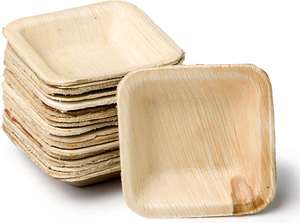 Ensemble d'assiettes carrées jetables en feuilles de palmier avec plateau carré, biodégradables et écologiques pour les plats à emporter - Product Image 3
