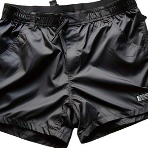 Pantalones cortos negros de nailon 100% para senderismo, ropa de entrenamiento ligera para hombres, pantalones cortos cortavientos para hombres, pantalones cortos cortavientos de entrenamiento para hombres - Product Image 1