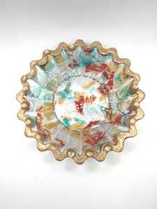 Plato para Joyas de Resina con Borde Dorado |   Cuenco Decorativo de Vidrio Roto - Product Image 1
