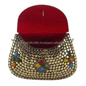 Bolso de noche para mujer, bolso de mano de trabajo de Metal con mosaico de joyas con adorno precioso para fiesta de boda - Product Image 2
