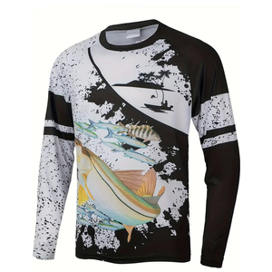 Eco-Friendly Lightweight Men's Fishing T-Shirt Spandex/Polyester Durable Custom Printed Design UPF 50+ <b>Windproof</b> Waterproof - Product Image 1