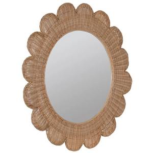 Espejo de pared redondo de ratán tejido a mano con marco de pétalos decorativo, decoración natural para el hogar, para hoteles, cafeterías, venta al por mayor, sostenible. - Product Image 2