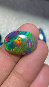 Opale d'Éthiopie naturelle Welo, taille ovale, pierre précieuse en vrac, opale de feu multicolore, cabochon plat pour la fabrication de bijoux - Product Image 2