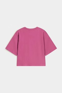 เสื้อยืดลำลองคอกลมแขนสั้นถักสีพื้นขนาดใหญ่สำหรับผู้หญิง - Product Image 6