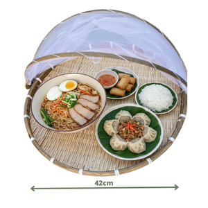 Plateaux de service alimentaire en bambou anti-insectes, lot de 3 avec couvercles en maille pour pique-nique en extérieur, faits à la main - Product Image 2