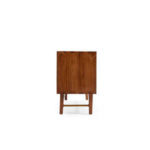 Midcentury Modern Solid Teak <b>Wood</b> <b>Living</b> <b>Room</b> <b>Cabinet</b> with Rattan Panels and Storage Compartments Modern House Villa - Product Image 5