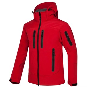 Veste softshell à capuche pour homme, color block, doublée polaire, imperméable, coupe-vent, pour l'extérieur, rouge, noir, vert, personnalisable OEM - Product Image 4