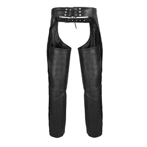 Chaps d'équitation pour hommes en cuir véritable respirant, style western, très résistants, ajustables, tendance du moment - Product Image 1