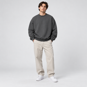 Sudadera de cuello redondo para hombre, de poliéster, para gimnasio, fabricante de ropa deportiva, marca privada, con cremallera lateral desgastada, sudaderas extragrandes - Product Image 4