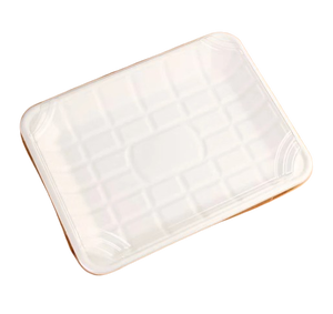 Nouveau design, plateau en fibre blanche biodégradable 10x6 pouces, emballage en bagasse de canne à sucre, plateaux pour fruits de mer, utilisation pour la restauration et le marché. - Product Image 1
