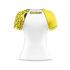 White and Black BJJ Professional Training Men Women Kingz Rash Guard Ranked Short <b>Sleeve</b> Rashguard - Product Image 5