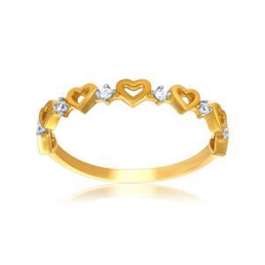 Anillo de Oro Elegante con Corazón en Oro Amarillo para Mujer, Anillo de Promesa Romántico para Boda, Colección de Joyería Fina - Product Image 1