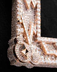 Colgante Personalizado de Plata 925 con Moissanita para Hombre, Diseño de Letra con Incrustaciones de Lujo, Joyería Estilo Hip Hop, Cadena de Eslabones Cubanos - Product Image 2