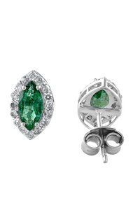 Pendientes de Diamantes y Esmeraldas en Plata de Ley 92.5 KLST-30408 - Product Image 4