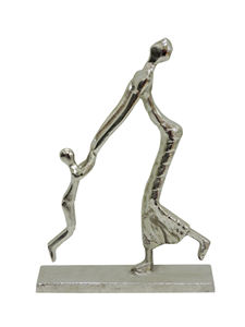 Escultura de Madre e Hijo en Aluminio Plateado, Estatua Abstracta de Padre e Hijo, Arte Figurativo Moderno, Decoración para el Hogar, Sala de Estar, Oficina - Product Image 2