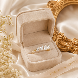 Pear Cut Lab Grown Diamond Anniversary <b>Ring</b> | 14K Yellow Gold Stackable Wedding Band Minimalist Bridal Band Luxury Gift for Her - Product Image 4