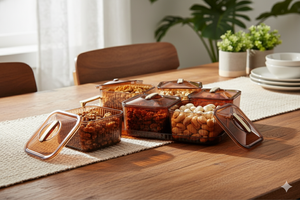 Recipientes Modernos Rectangulares para Almacenamiento de Alimentos con Tapas Herméticas, Apilables, para Uso en la Cocina, Material PP - Product Image 3