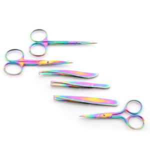 Pinzas para cejas de Punta inclinada con tijeras para recortar pestañas Venta caliente Pinzas probadas a mano disponibles en Stock - Product Image 1