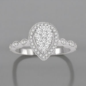 Diamante de Laboratorio de Lujo con Diseño de Gota de Oro Sólido de 10K, Impresionante Doble Halo, para Compromiso, Aniversario o Propuesta - Product Image 5