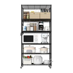 FCH M8 Adjustable Feet 2 Rubber Wheels 1 Side Cone <b>Hook</b> Six Layer Segmented <b>Display</b> Stand Freely Adjustable Layer Draining Rack - Product Image 2