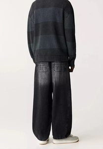 High Quality Men's Lightweight Baggy Straight <b>Jeans</b> Oversized Streetwear Pants Medium Wash Mid Waist <b>Button</b> <b>Fly</b> Vintage - Product Image 3