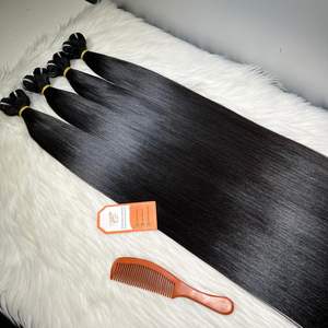 Extensions de cheveux à trame très lisses et soyeuses, couleur noire, lots de 12A, qualité 6''-32'' pouces, cheveux humains, prêts à être expédiés - Product Image 2