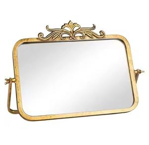 Espejo de maquillaje de metal con soporte para tocador, espejo cosmético para baño. - Product Image 1