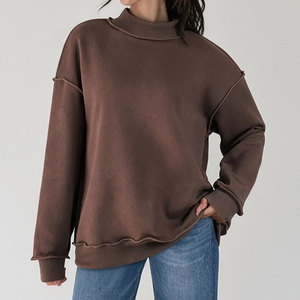 Nuevas sudaderas de otoño invierno para mujer, a la moda, lisas, de colores sólidos, informales, holgadas, con cuello simulado, de manga larga. - Product Image 1