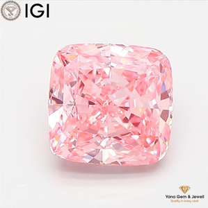 <b>Set</b> in Brilliance 2.00 Carat Cushion Cut CVD Lab Grown Diamond with IGI Certified VVS2 Clarity Fancy Vivid Pink Color - Product Image 1