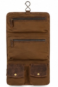 Neceser de Viaje Colgante de Cuero Genuino Premium, Organizador de Cosméticos Enrollable con Gancho para Hombre - Product Image 3