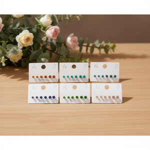 Orecchini a perno rotondi con zirconi colorati Ministry 4mm 5mm 6mm Tre paia Gioielli alla moda - Product Image 3