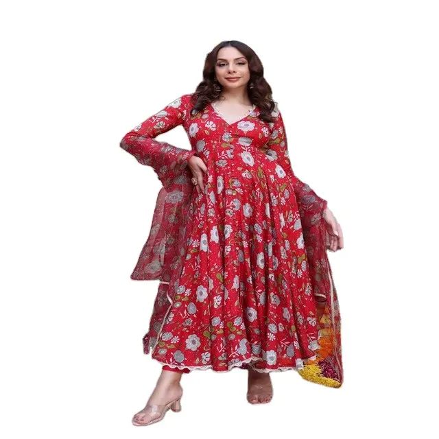 Floral Designer Women's Wear Maslin Silk Kurti With Pent And Tabby Printed Dupatta| New Kurti Collections Exporting From India|