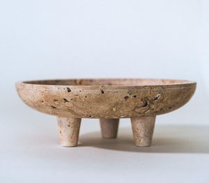 Travertine ชามใส่ผลไม้หินธรรมชาติทำมือสุดหรูสำหรับตกแต่งบ้านและให้เป็นของขวัญ - Product Image 1