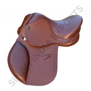 Sillín de salto SIE de cuero para caballo y pony para niños (10”–15”) con estructura de fibra flexible y paneles de lana flocada - Product Image 2