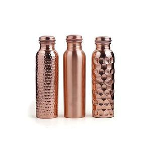 Elegante botella de agua de cobre con diseño martillado, a prueba de fugas, de boca estrecha, hecha de cobre puro. - Product Image 4