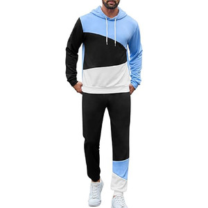 Ensemble de survêtement international haut de gamme pour homme, 2 pièces, athlétique, avec sweat à capuche et pantalon de survêtement color block, style décontracté - Product Image 1