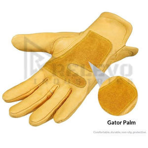 Gants de conduite en cuir jaune pour homme avec logo personnalisé, gants de moto en cuir pleine main - Product Image 3