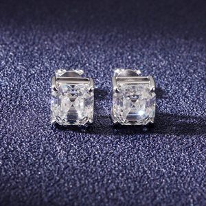Ready to shipped asscher cut moissanite diamond <b>earrings</b> with d vvs clarity and diamond tester passed for women in 925 sterling - Product Image 3
