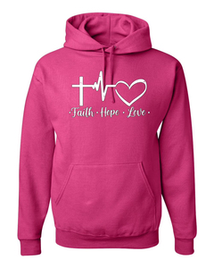เสื้อสเวตเตอร์มีฮู้ดสีเขียวอมฟ้าสำหรับผู้หญิง พิมพ์ลาย Faith Hope Love แขนยาว ถักทอแบบสวมหัว สวมใส่สบายๆ ในฤดูใบไม้ร่วง - Product Image 5