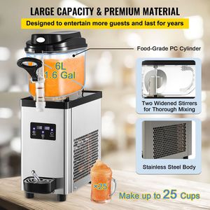 Commercial 300W 110V Stainless Steel Margarita Smoothie Frozen Drink Maker 6L/1.6 Gallons Single Bowl 25 Cups <b>Ice</b> <b>Cream</b> <b>Machine</b> - Product Image 3