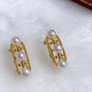 Boucles d'oreilles à clip rétro de haute qualité, simples et exquises, en perles d'eau douce naturelles, vente en gros, bijoux fins pour femmes - Product Image 3