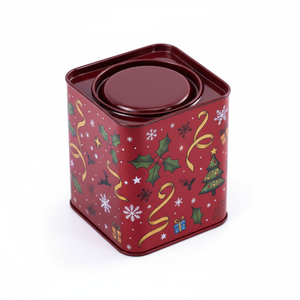 Boîte en métal carrée en fer blanc pour chocolat, bonbons, thé et emballages cadeaux - Product Image 1