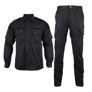 Fournisseur en gros OEM de vêtements industriels – Veste de sécurité noire durable et renforcée en Ripstop et pantalon cargo – Uniforme camouflage - Product Image 1