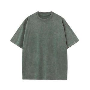 T-shirt en coton noir délavé à l'acide, vintage, oversize, pour homme, manches courtes, col rond, logo personnalisé, streetwear - Product Image 5