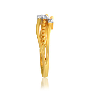 Trendy Yellow Gold Open Band <b>Ring</b>, Linear Diamond Embellishment, 0.35 Carat Total Diamond Weight, Wholesale Fashion Jewelry - Product Image 3