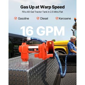 Pompa di Trasferimento Carburante 12V DC 16 GPM 1/4 HP con Ugello Manuale, Tubo di Scarico e Tubo di Aspirazione, Pompe ed Accessori per Estrazione Diesel - Product Image 2