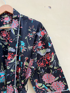 Bata Kimono de Algodón 100% Tejido con Estampado de Dibujos Animados para Mujer, Camisón de Verano Hecho a Mano, Cuello en V, Cintura Elástica, Largo Completo, ODM, Todas las Temporadas - Product Image 3