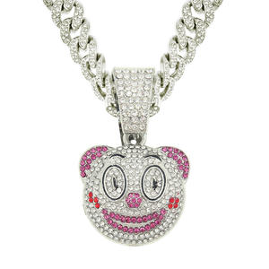 Divertido Colgante de Payaso con Rostro Redondo, Incrustaciones de Oro Genuino y Cobre, Accesorio Moderno de Estilo Hip-hop - Product Image 1