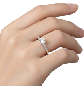 Anillo de compromiso de oro blanco macizo de 10K/14K, diseño vintage, color DEF, claridad VS/VVS, regalo de aniversario para esposa. - Product Image 5